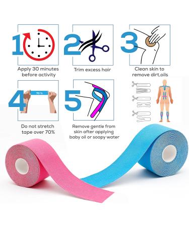 Shukash Kinesiology Tape 6M Roll - Pink Sports Strapping Tape for Injury Support & Recovery - Buy Online on GoSupps.com