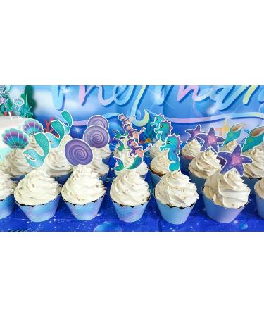 Mermaid Party Decoration Mermaid Cupcake Toppers Wrappers for Under the Sea Party supplies - Buy Online on GoSupps.com