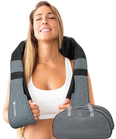 Shiatsu Back Shoulder and Neck Massager with Heat - Deep Tissue Kneading Pillow Massage - Back Massager, Shoulder Massager, Electric Full Body Massager, for Foot Leg - Gift Black Gray