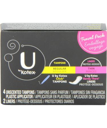 U by Kotex 4 Regular Tampons and 2 Thin Liners - 6 Count Pack - Buy Online on GoSupps.com