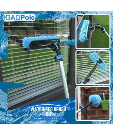 IGADPole 12ft Water-fed Window Cleaning Kit - Telescopic Brush, Squeegee, Soap Dispenser - 3.6m Window Cleaner Equipment - Buy Online on GoSupps.com