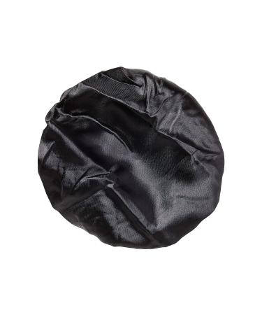KISS COLORS & CARE Silky Satin XL Bonnet Cap - Protective & Gentle Fabric - Slip-Free Elastic Band - Breathable & Stylish Sleep Cap - Black - Buy Online on GoSupps.com