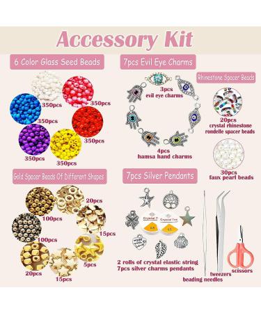 3209pcs Evil Eye Beads Jewelry Making Kit - 28 Styles, 8mm Flat Round Charms, 3mm Glass Seed Beads - DIY Bracelet Necklace Earring Making - 28 Colors - Buy Online on GoSupps.com