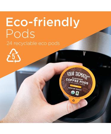 Four Sigmatic Mushroom Coffee K-Cups | Dark Roast with Lions Mane & Chaga | Focus & Immune Support | Vegan & Keto | 24 Count Pods - Buy Online on GoSupps.com