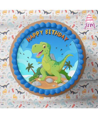 J & M Deco Edible Cake Topper - Dino Motif Birthday Decoration - Fondant Cake Toppers - 20cm Dinosaur Theme - Perfect for Celebrations - Buy Online on GoSupps.com