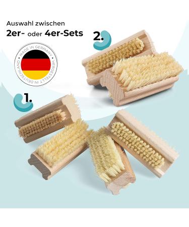 4 Set Nail Brush - Skin-Friendly Beech Wood Brushes for Manicure & Pedicure - Made in Germany - Buy Online on GoSupps.com