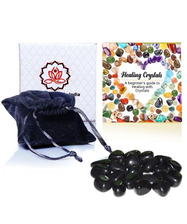 Healing Crystals India Real Crystals and Healing Stones - Healing Crystals for Beginners- Healing Stones Tumbled Crystals for Witchcraft (20 Black Tourmaline) 20 Black Tourmaline