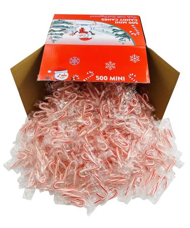Mini Candy Canes Red & White Made WITH REAL PEPPERMINT - BULK PACK OVER 500 Bulk Mini CANDY CANES - Holiday Candy for Christmas, Santa Parade, ThanksGiving, Holidays and More!!! 520 Count (Pack of 1)