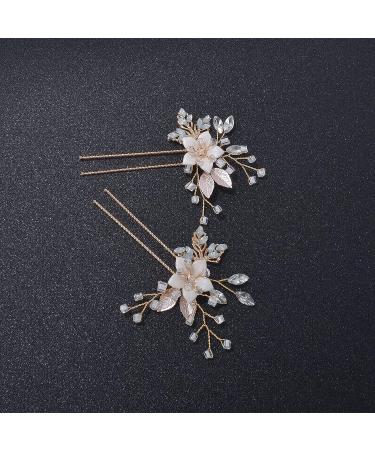 Gold Wedding Hair Accessories - Beusoulover Bridal Hair Pins for Brides, Bridesmaids, Flower Girls - Rhinestone Hair Piece for Women, Parties, Prom - Buy Online on GoSupps.com