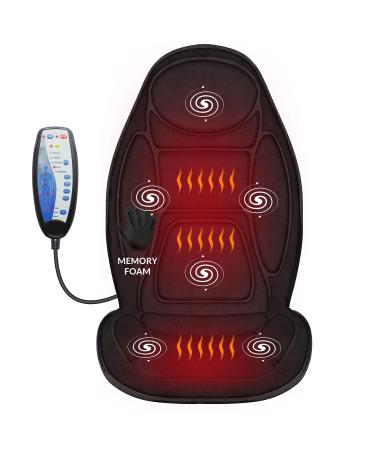 Snailax massage seat support made of memory foam for back and neck massage seat cover with heat and vibration function seat massage device home gifts for men women black