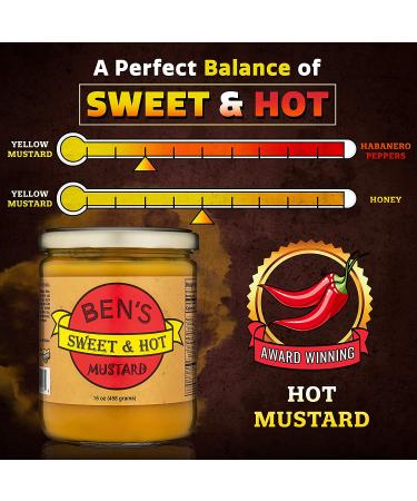 Ben's Sweet & Hot Mustard 16 oz - All Natural Spicy Dipping & Deli Sauce - Buy Online on GoSupps.com
