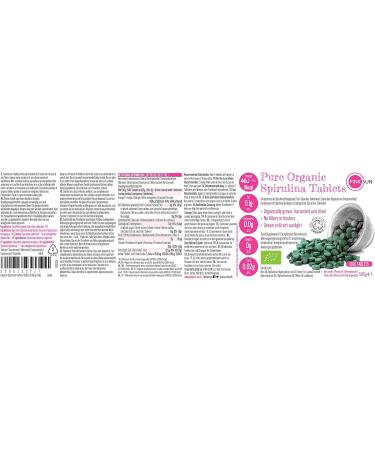 PINK SUN Organic Spirulina Tablets 1000 x 500mg | Gluten Free, Non GMO | Certified Organic by The Soil Association | Vegetarian and Vegan Friendly | 500g Bulk Buy - Buy Online on GoSupps.com