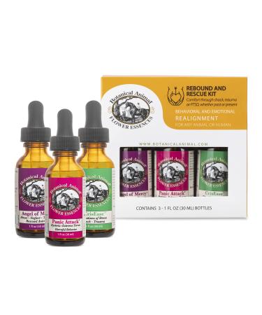 Botanical Animal Safe Natural Flower Essence Combination - Rebound & Rescue Emotional Support for Pets During Trauma, Panic, and Travel - Non-Mood Altering, Hemp-Free, Non Allergenic - 1 oz (30ml)