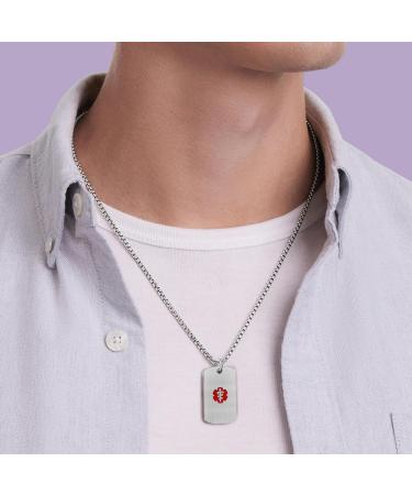 Custom Medical Alert Necklace - Sterling Silver ID Tag with Free Engraving for Men & Women - Personalized Emergency Jewelry - Buy Online on GoSupps.com