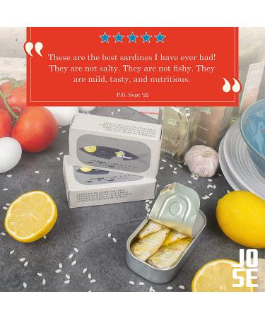 Jose Gourmet Wild Caught Portuguese Sardines in Lemon and Olive Oil - 125g Can | Omega 3 Rich Canned Fish - Fair Trade - Buy Online on GoSupps.com
