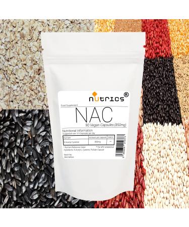 Nutrics NAC N Acetyl Cysteine 850mg 540 Capsules (6 Month Supply) Suitable for Vegan Vegetarian Halal Kosher 540 Count (Pack of 1)