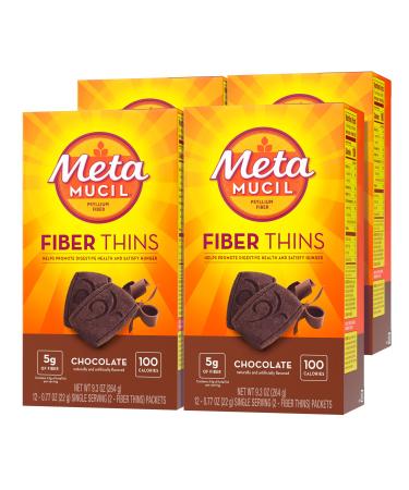 Metamucil Fiber Thins Psyllium Husk Fiber Supplement - Chocolate  - Pack of 4