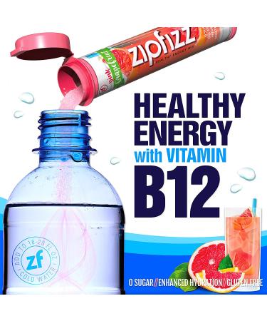 Zipfizz Healthy Sports Energy Mix - Vitamin B12 Pink Grapefruit - 20 Tubes (0.39 oz each) - Buy Online on GoSupps.com