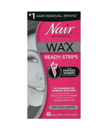 Nair Hair Remover Wax Ready-Strips 40 Count for Face and Bikini - Fast Hair Removal - Buy Online on GoSupps.com