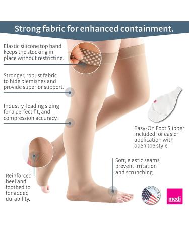 Shop Mediven Plus Thigh High Compression Stockings for Men & Women - 30-40 mmHg Open Toe Silicone Topband Beige 6 - International Shipping Available - Buy Online on GoSupps.com
