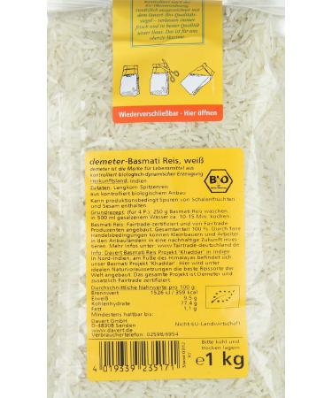  Davert Davert Real Basmati Rice White Rice 1 x 1 kg - Buy Online on GoSupps.com