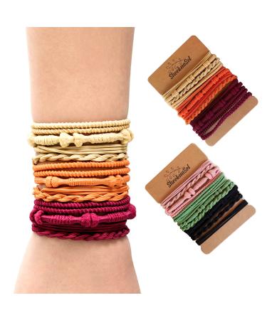 24 Pcs Fashion Boho Twist Original SheeknaSet Hair Tie Bracelets for women Hair Accessories Elastic Hair Bands for Girls  24 Count (Pack of 1)