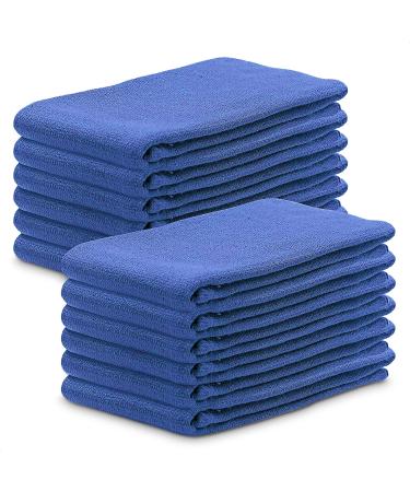 Cotton Towels for Cleaning Huck Towels 12 Pcs Perfect Blue Kitchen Cleaning Towels Car Wash Towels Cleaning Clothes Reusable Washable Bar Towels Cleaning Cloths for House - Super Absorbent Towels Reluen