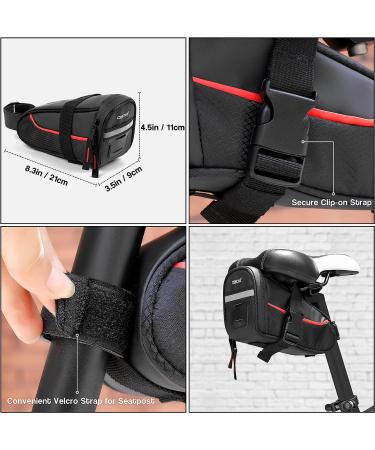 OBOVA Waterproof Bike Seat Bag 1.1L | Red Bicycle Saddle Bag with Sturdy Clip-On Strap | Tool Storage Pack for Road Mountain MTB | Black - Buy Online on GoSupps.com