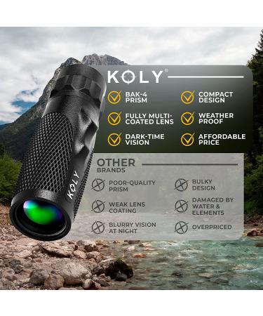 Koly BAK-4 Prism 10X25 Monocular | Compact Weather Resistant Scope for Bird Watching, Hiking, Hunting, Archery | 10X Magnification | Black - Buy Online on GoSupps.com
