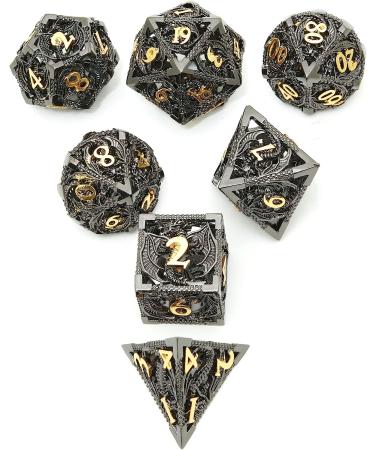 Metal Dice Set - D&D Hollow Polyhedral Dice for RPG Games - Black & Gold - Buy Online on GoSupps.com