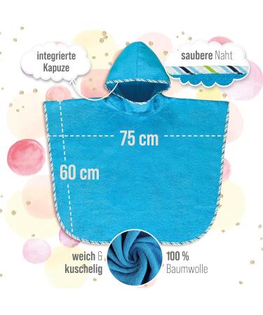 Personalized Children's Badeponcho | Embroidered Hooded Towel - Oeko-Tex Standard 100 | Pure Cotton | Custom Name & Motif (Blue) - Buy Online on GoSupps.com
