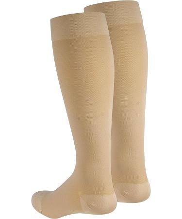 NuVein Medical Compression Stockings 20-30 mmHg Support Knee Length Closed Toe Beige Medium - Men & Women - Buy Online on GoSupps.com