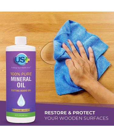 32oz US+ 100% Pure Mineral Oil - Food-Grade Cutting Board Oil for Butcher Blocks, Countertops & More - Buy Online on GoSupps.com