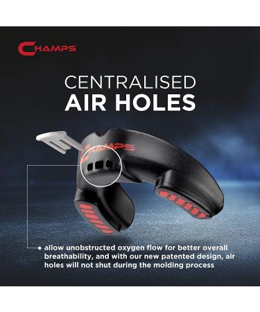Champs Breathable Mouthguard for Boxing, MMA, Muay Thai, Jiu Jitsu - Easy Fit & Super Tough Combat Sports Mouthguard - Black (Ages 10+) - Buy Online on GoSupps.com