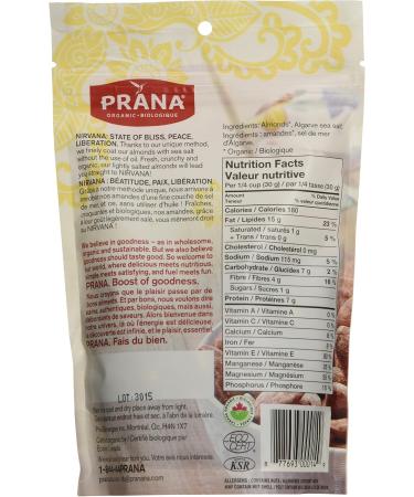 Prana Organic Nirvana Sea Salted Almonds | Oil-Free | Source of Vitamin E Fibre | KETO | Non-GMO Gluten Free Salty Vegan Snack | Made with Organic Almonds and Sea Salt | 150g - Buy Online on GoSupps.com