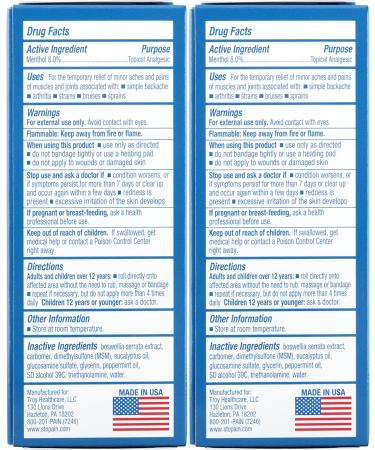 Stopain Extra Strength Pain Relief Roll-On 3oz (2 Pack) - Fast Acting Relief - Buy Online on GoSupps.com