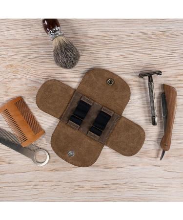 Handmade Leather Razor Case - Bourbon Brown Razor Accessories | Classic Grooming Kit (4.92x2.9x0.79 in) - Buy Online on GoSupps.com