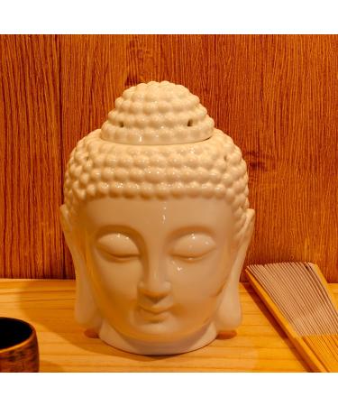 Porcelain Zen Garden Buddha Head Statue - Essential Oil Burner & Aromatherapy Diffuser for Home Decor - Perfect for Yoga & Meditation - Buy Online on GoSupps.com