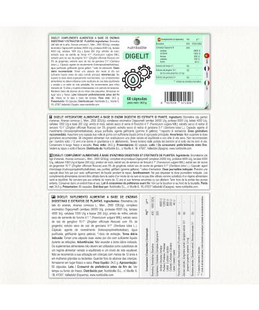 Digestive Natural - Difficult Digestion Gas and Abdominal Bloating - Vegan Digestive Enzymes - Digezyme Bromelain and Extracts of Fennel Ginger and Gentian No Additives - DIGELIT - Buy Online on GoSupps.com