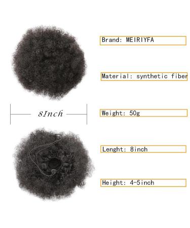 MEIRIYFA Afro Puff Drawstring Ponytail - Short Curly Synthetic Hair Extension Bun with Clips (Black) - Buy Online on GoSupps.com