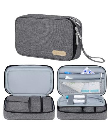 SIMBOOM Diabetic Supplies Travel Case Epipen Carrying Case Holds Glucose Meter 3 EpiPens Asthma Inhaler Allergy Medications for Kids and Adults (Bag Only) - Gray