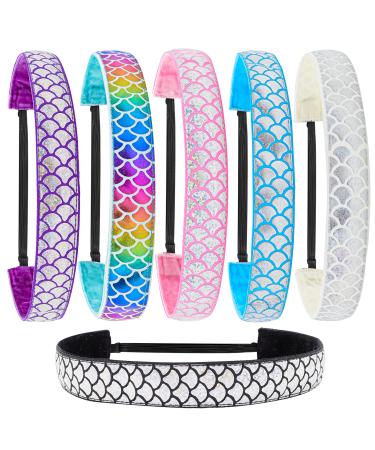 FROG SAC 6 Mermaid Elastic Headbands for Girls Adjustable Non Slip Headband Hair Accessories for Kids Stretch No Slip Head Bands for Preteen Girl Mermaids Birthday Party Favors - Buy Online on GoSupps.com