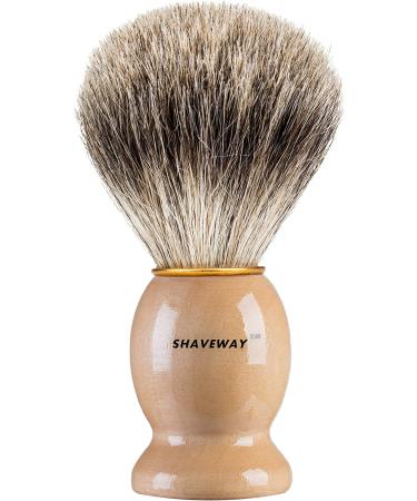 Shaveway 100% Original Pure Badger Shaving Brush - Best Badger Brush for Safety Razor, Double Edge Razor, Straight Razor - Beige - Buy Online on GoSupps.com
