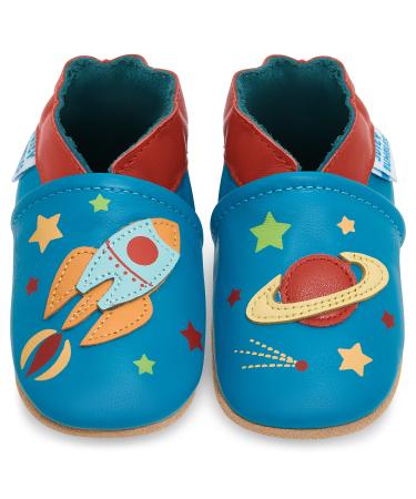 Baby Shoes with Soft Sole - Baby Girl Shoes - Baby Boy Shoes - Leather Toddler Shoes - Baby Walking Shoes 6-12 Months Spaceship