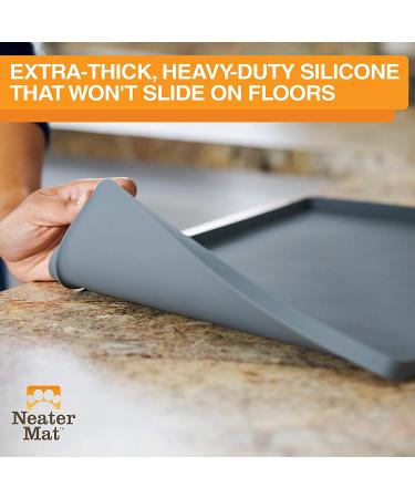 Neater Pet Brands Waterproof Silicone Pet Mat 24x16 Gunmetal - Protect Floors from Food & Water - Buy Online on GoSupps.com