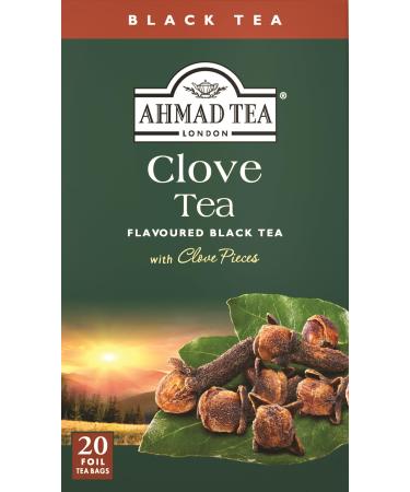 Ahmad Tea - Clove Tea - Black Tea with cloves and cloves - individually packaged aroma sealed tea bag with 2g tea per serving - 20 tea bags with band Clove Tea 20 pieces (1 Pack)