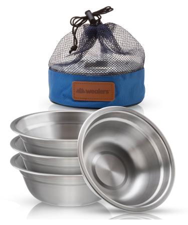 Stainless Steel Bowl Set - 6 inch Ultra-Portable Dinnerware 4 Pack Round BPA Free Bowls with Mesh Travel Bag for Outdoor Camping | Hiking | Picnic | BBQ | Beach