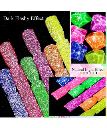 MEET ACROSS Neon Reflective Glitter Gel Nail Polish Set - Shimmery Sparkly Gel Art Varnish Kit for DIY Manicure - Soak Off LED Lamp Included - Buy Online on GoSupps.com