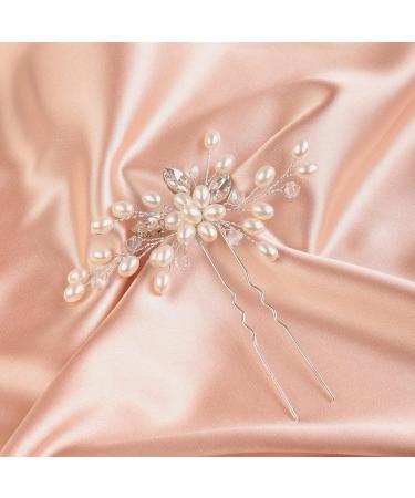 Deniferymakeup 1pc Pearl Rose Gold Hair Pins Boho Hair Piece Set Special Occasion Vintage Hair Accessories for Wedding Brides Women and Girls (Silver) - Buy Online on GoSupps.com