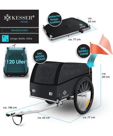 Kesser High-Drawn Bicycle Cargo Trailer | Durable Transport Trailer with Cover & Folding Function - Ideal for All Your Shipping Needs - Buy Online on GoSupps.com